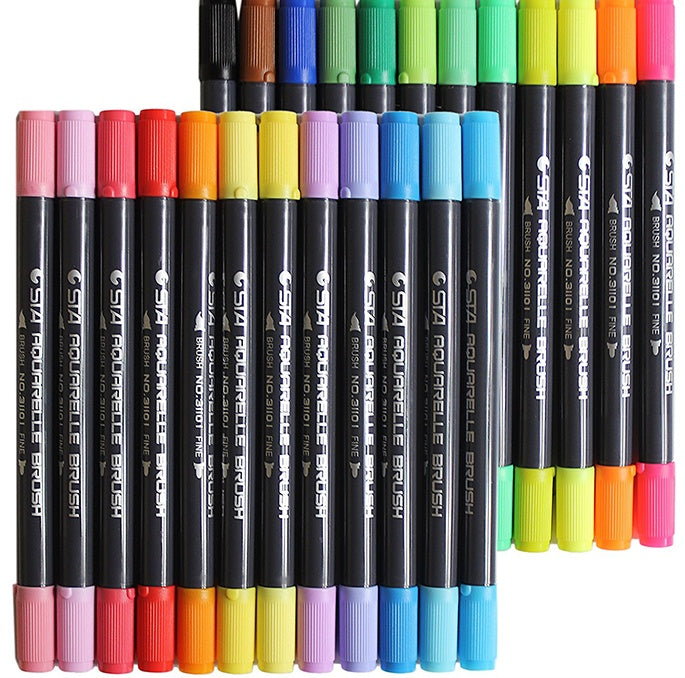 STA 80 Colors Set Water Based Ink Sketch Marker Pens Twin Tip Fine Brush Marker Pen For Graphic Drawing Manga Art Supplies - Heritage cosmetics and beauty care