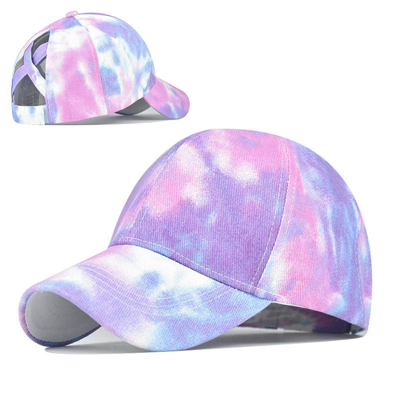 Tie-Dye Hats, Pure Cotton, European And American Women'S Empty Top Hats, Sun Visors, Cotton Ponytail Caps - Heritage cosmetics and beauty care