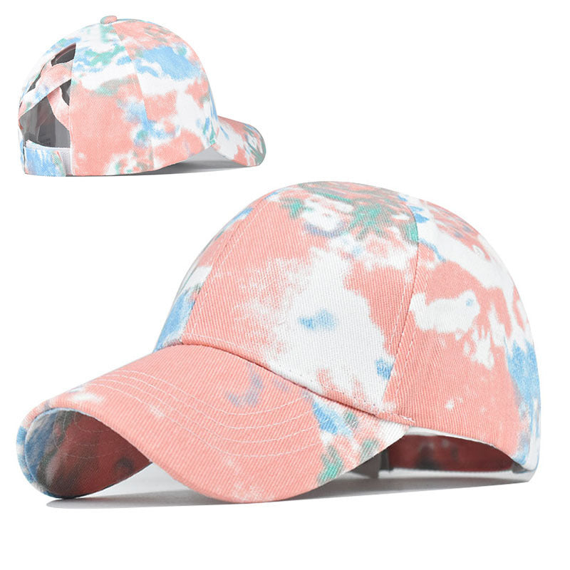 Tie-Dye Hats, Pure Cotton, European And American Women'S Empty Top Hats, Sun Visors, Cotton Ponytail Caps - Heritage cosmetics and beauty care