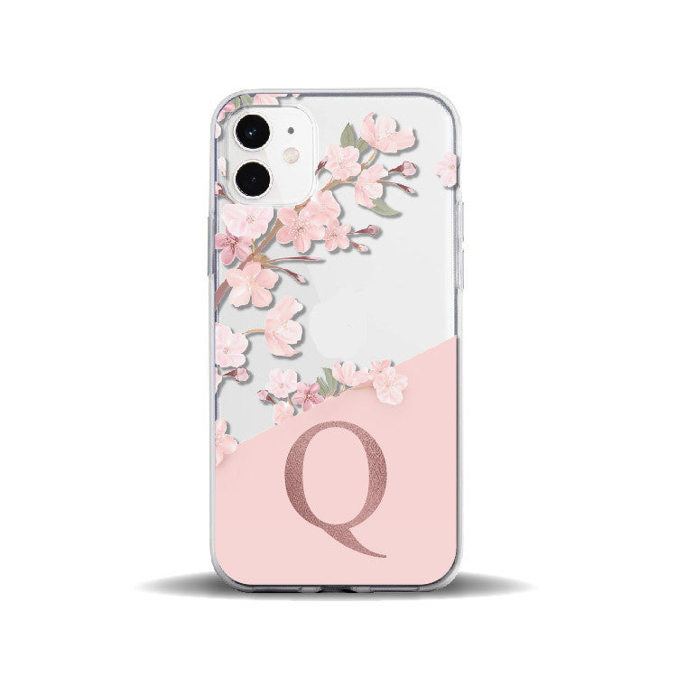 Compatible with Apple, Suitable For Iphone11Pro Creative Transparent Peach Blossom 26 English Letters 78P Mobile Phone Case Iphone12 Protective Cover Heritage cosmetics and beauty care