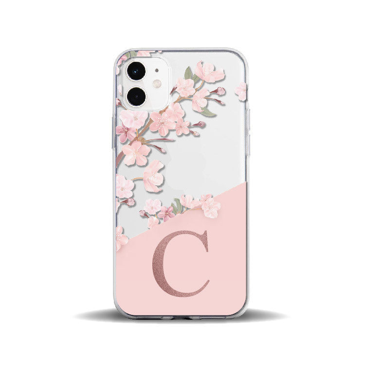 Compatible with Apple, Suitable For Iphone11Pro Creative Transparent Peach Blossom 26 English Letters 78P Mobile Phone Case Iphone12 Protective Cover Heritage cosmetics and beauty care