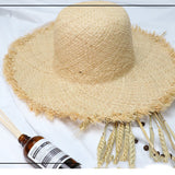 Summer Beach Raffia Black White Ribbon Hat Bow Raffia Hat Temperament Flat Straw Hats - Heritage cosmetics and beauty care