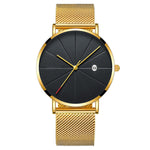 Calendar Thin Mens Watch Stainless Steel Mesh Band Quartz Wrist Watches Men Clock - Heritage cosmetics and beauty care