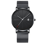 Calendar Thin Mens Watch Stainless Steel Mesh Band Quartz Wrist Watches Men Clock - Heritage cosmetics and beauty care