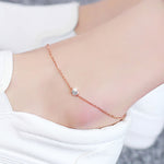 Ustar Simple Stainless Steel Chain Anklets For Women With Cubic - Heritage cosmetics and beauty care