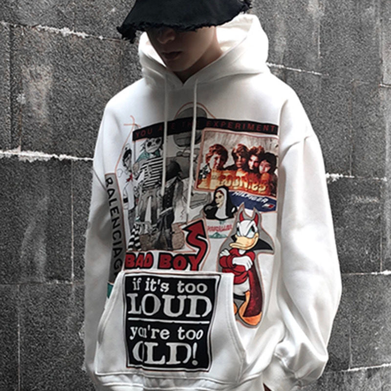 White Hip Hop Hoodie Streetwear Korean Fashion Gothic Sweatshirt Spring Tops Casual Funny Spring Autumn Harajuku Hoodies Male Heritage cosmetics and beauty care