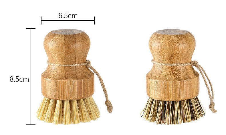 Bamboo Wooden Pots Dishes Sinks Stoves Cleaning Brushes Kitchen Round Handles Convenient Tools - Heritage cosmetics and beauty care