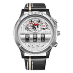 Uniquex Men Wrist Watches Leather Black Silver Creative - Heritage cosmetics and beauty care