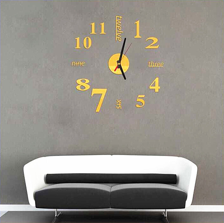 DIY Acrylic Creative 3D Stereo Mirror Wall Clock - Heritage cosmetics and beauty care