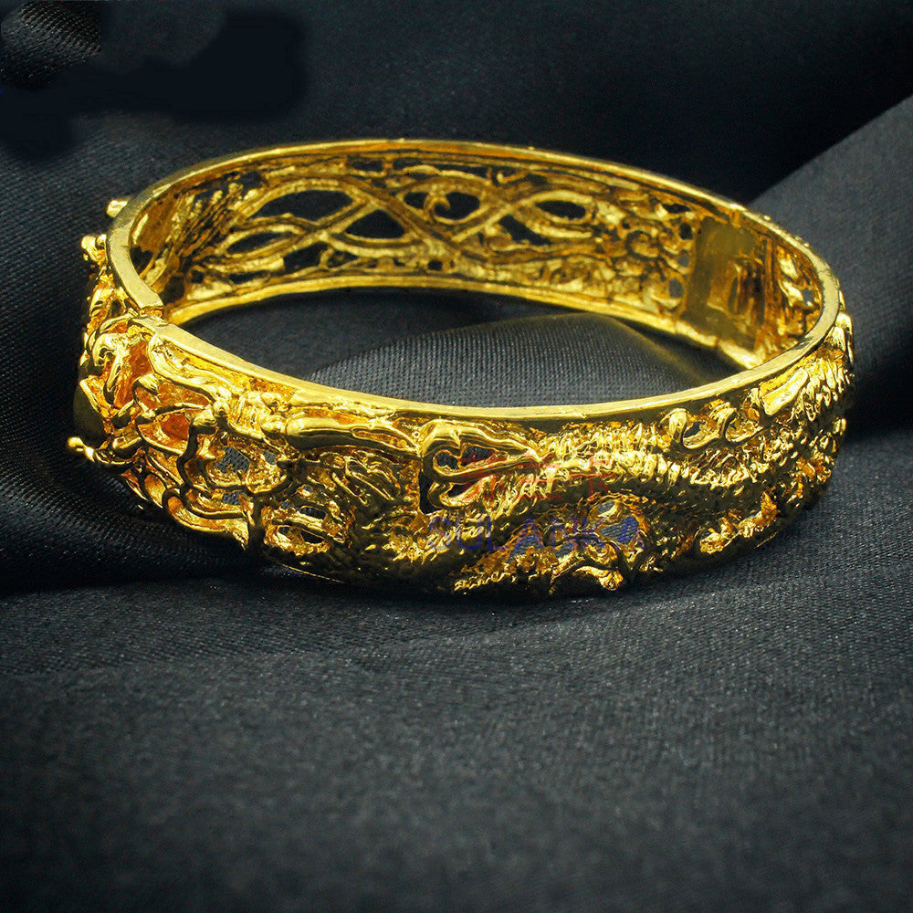 Gold-Plated Hollow Dragon And Phoenix Bracelets Bridal Wedding Jewelry Products Sand Gold-Plated Bracelets Will Not Fade For A Long Time - Heritage cosmetics and beauty care