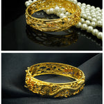 Gold-Plated Hollow Dragon And Phoenix Bracelets Bridal Wedding Jewelry Products Sand Gold-Plated Bracelets Will Not Fade For A Long Time - Heritage cosmetics and beauty care