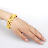 Gold-Plated Hollow Dragon And Phoenix Bracelets Bridal Wedding Jewelry Products Sand Gold-Plated Bracelets Will Not Fade For A Long Time - Heritage cosmetics and beauty care