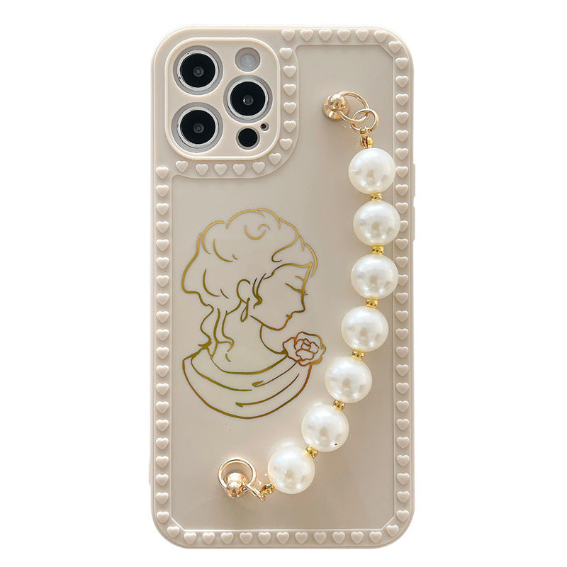 Compatible with Apple , Big Pearl Girl Chain For 12pro Max Mobile Phone Case Heritage cosmetics and beauty care