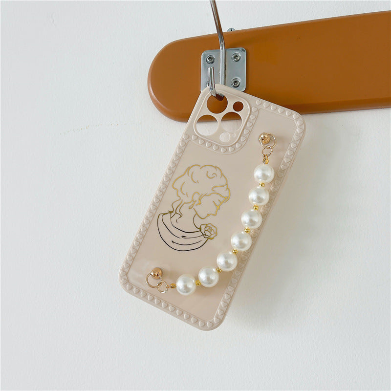 Compatible with Apple , Big Pearl Girl Chain For 12pro Max Mobile Phone Case Heritage cosmetics and beauty care