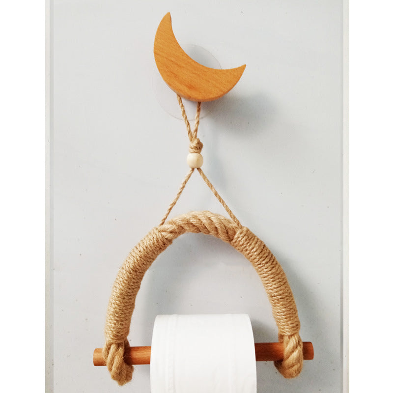 Hand-woven paper roll holder toilet punch-free toilet tissue box paper towel holder toilet paper holder toilet paper twine - Heritage cosmetics and beauty care