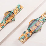 Carved Colorful Wooden Couple Watches - Heritage cosmetics and beauty care