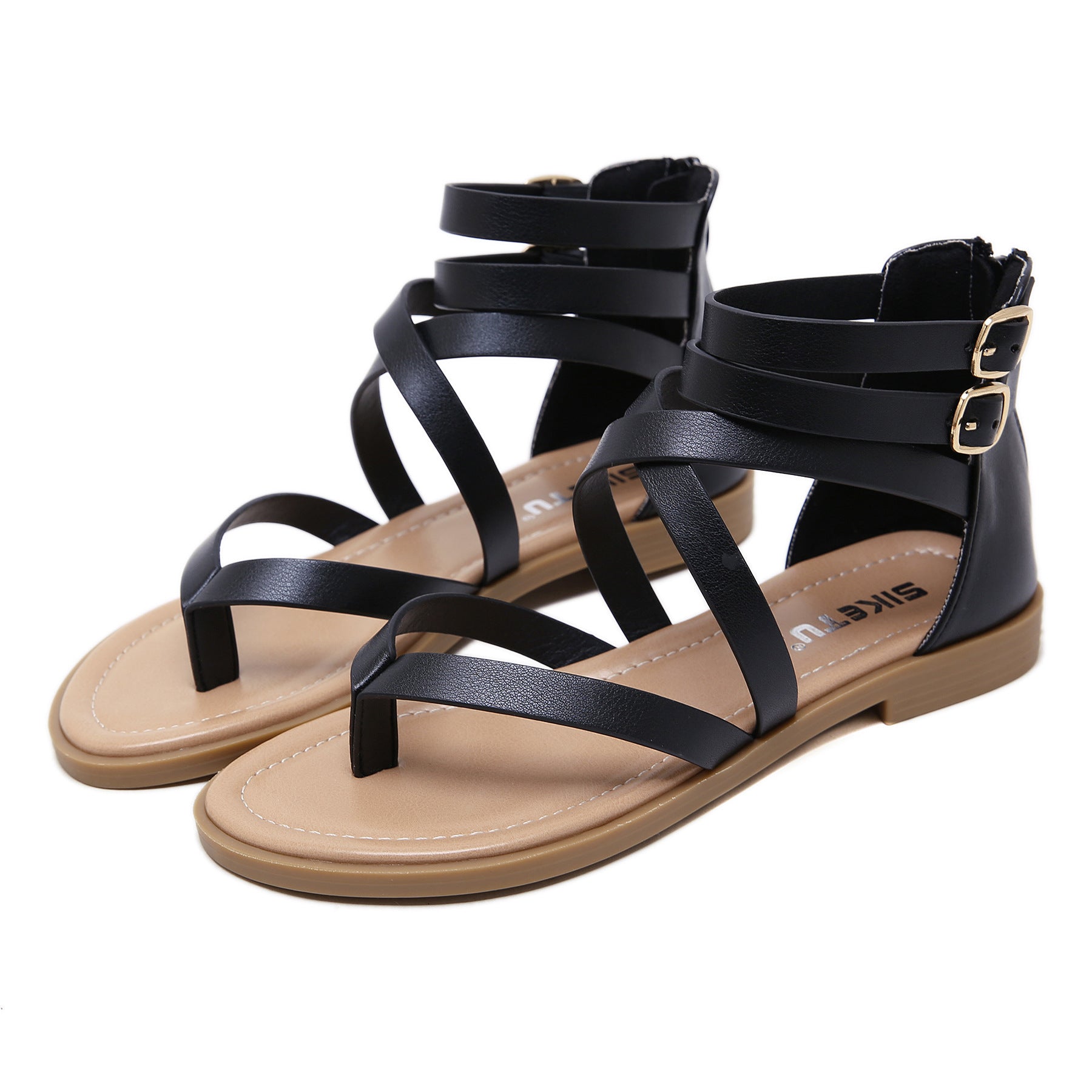 Summer Sandals Cross Border Large Fashion Zipper Roman Sandals - Heritage cosmetics and beauty care