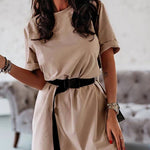 Fashion Loose Belts Ladies Dress Women Short Sleeves Shirt - Heritage cosmetics and beauty care