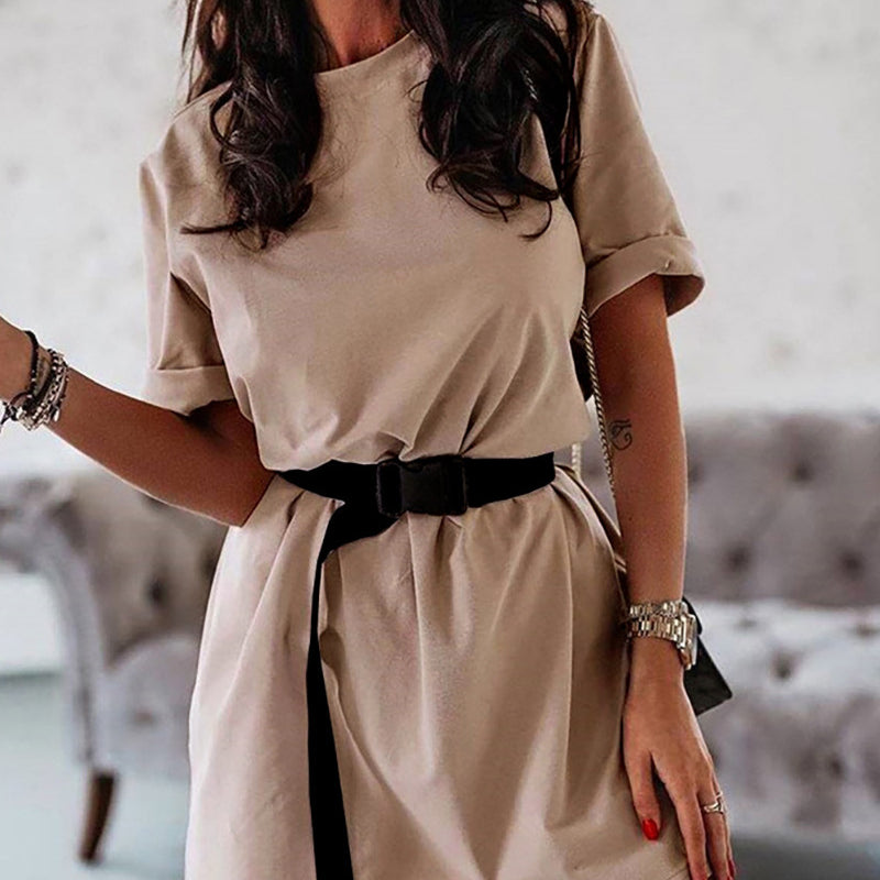 Fashion Loose Belts Ladies Dress Women Short Sleeves Shirt - Heritage cosmetics and beauty care