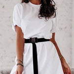 Fashion Loose Belts Ladies Dress Women Short Sleeves Shirt - Heritage cosmetics and beauty care