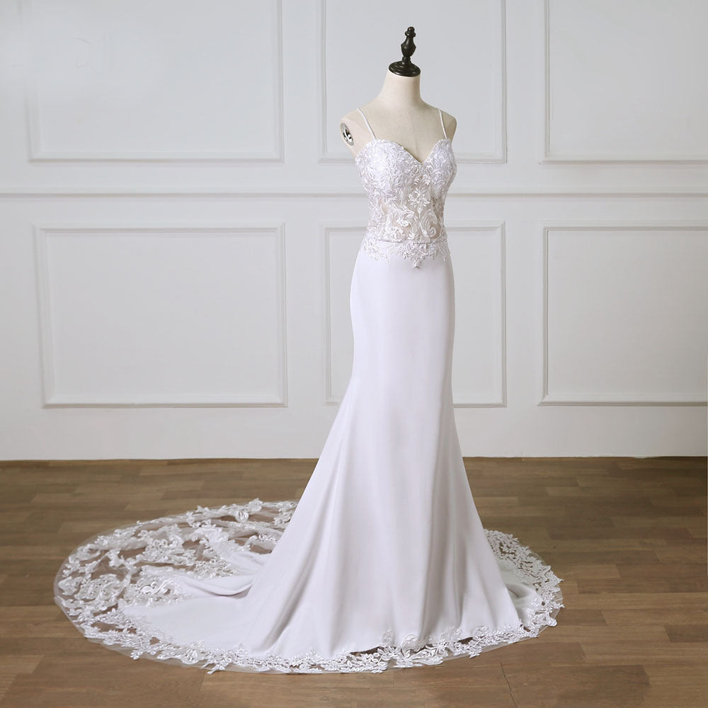 Spaghetti Straps Lace Bridal Gown - Heritage cosmetics and beauty care