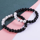 Frosted Black Agate White Turquoise Couple Bracelets For Men And Women Beads Bracelets 12 Constellation Bead Bracelets - Heritage cosmetics and beauty care