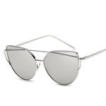 Cat Eye Reflective Women's Sunglasses Round Face Trendy Sunglasses - Heritage cosmetics and beauty care