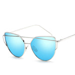 Cat Eye Reflective Women's Sunglasses Round Face Trendy Sunglasses - Heritage cosmetics and beauty care