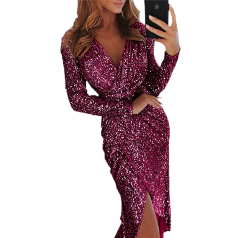 Women Clothes Bodycon Dresses New Ladies Bronzing Long-sleeved Heritage cosmetics and beauty care