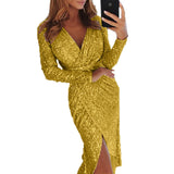 Women Clothes Bodycon Dresses New Ladies Bronzing Long-sleeved Heritage cosmetics and beauty care