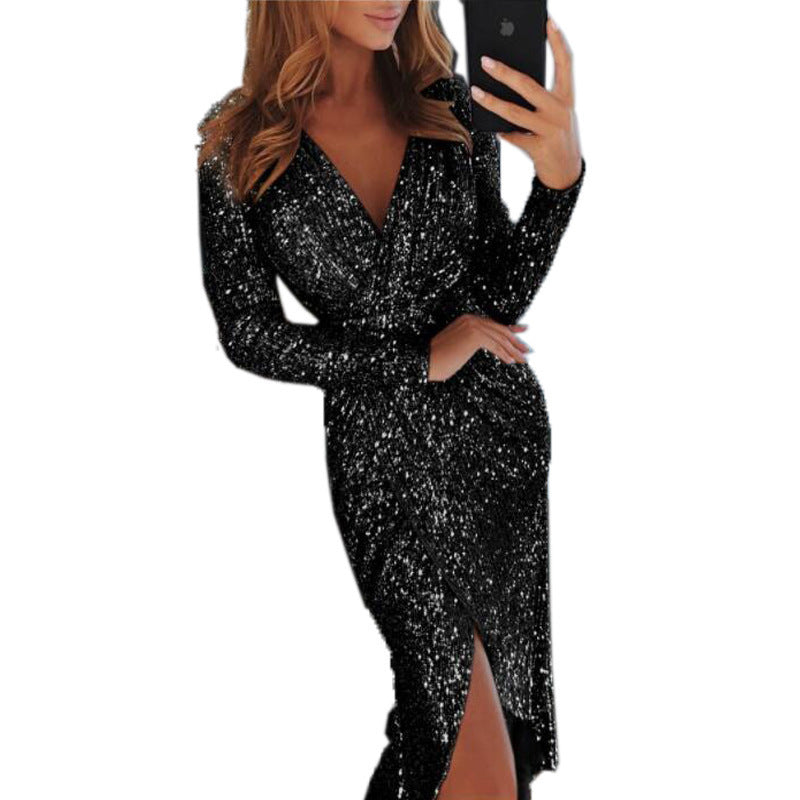 Women Clothes Bodycon Dresses New Ladies Bronzing Long-sleeved Heritage cosmetics and beauty care