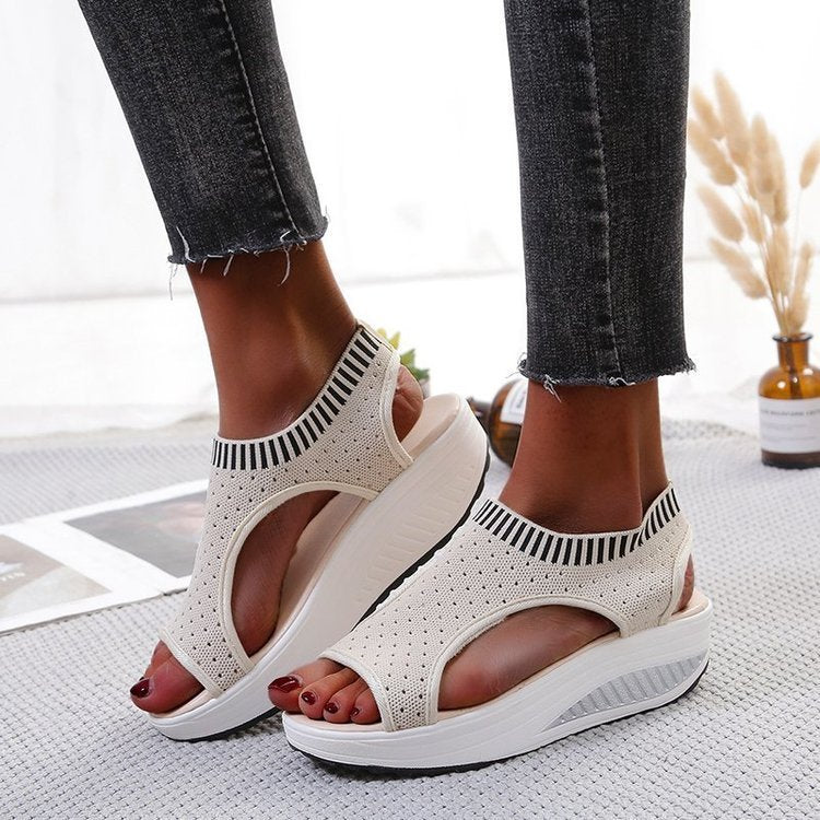 Flying Woven Sandals Women's Flat Bottomed Fashion Simple Sandals - Heritage cosmetics and beauty care