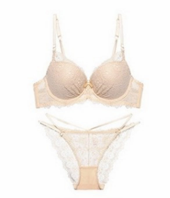 Sexy Lace Bra Panty Set Women Deep V Gathered Sexy Lingerie - Heritage cosmetics and beauty care