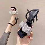 Square Toe Sandals With Stiletto Heels - Heritage cosmetics and beauty care