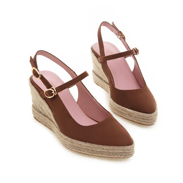 Women Shoes Platform Sandals Peep Toe High Wedges Heel Ankle Buckles Espadrilles - Heritage cosmetics and beauty care