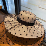 Wide Brim Beach Polka Dot Mesh Large Oversized Straw Hats For Women - Heritage cosmetics and beauty care