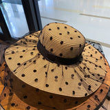 Wide Brim Beach Polka Dot Mesh Large Oversized Straw Hats For Women - Heritage cosmetics and beauty care