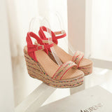 Straw Wedge Sandals, Women's Bohemian Size Sandals, Ethnic Style Women's Shoes - Heritage cosmetics and beauty care