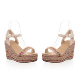 Straw Wedge Sandals, Women's Bohemian Size Sandals, Ethnic Style Women's Shoes - Heritage cosmetics and beauty care