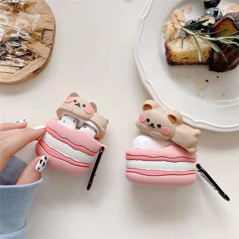 Cute Papa Macaron Bear Earphone Protective Case Heritage cosmetics and beauty care