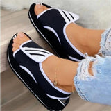 Women's Plus Size Sandals New Color-Blocking Velcro Flat Sandals - Heritage cosmetics and beauty care