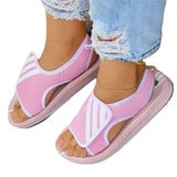 Women's Plus Size Sandals New Color-Blocking Velcro Flat Sandals - Heritage cosmetics and beauty care