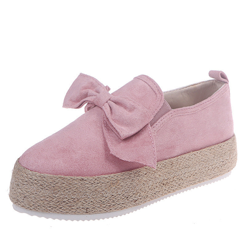 Womens Flats Shoes Espadrilles Flatforms Bowknot Suede Hemp Rope - Heritage cosmetics and beauty care