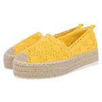 Women Flats Shoes Espadrilles Flatform  Lace Canvas  Hollow Floral - Heritage cosmetics and beauty care