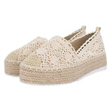 Women Flats Shoes Espadrilles Flatform  Lace Canvas  Hollow Floral - Heritage cosmetics and beauty care