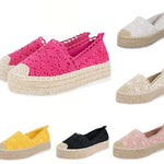 Women Flats Shoes Espadrilles Flatform  Lace Canvas  Hollow Floral - Heritage cosmetics and beauty care