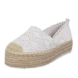 Women Flats Shoes Espadrilles Flatform  Lace Canvas  Hollow Floral - Heritage cosmetics and beauty care