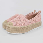 Women Flats Shoes Espadrilles Flatform  Lace Canvas  Hollow Floral - Heritage cosmetics and beauty care