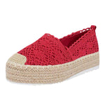 Women Flats Shoes Espadrilles Flatform  Lace Canvas  Hollow Floral - Heritage cosmetics and beauty care