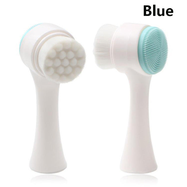 Double-sided Silicone Skin Care Tool Facial Cleanser Brush Face Cleaning Vibration Facial Massage Washing Product - Heritage cosmetics and beauty care